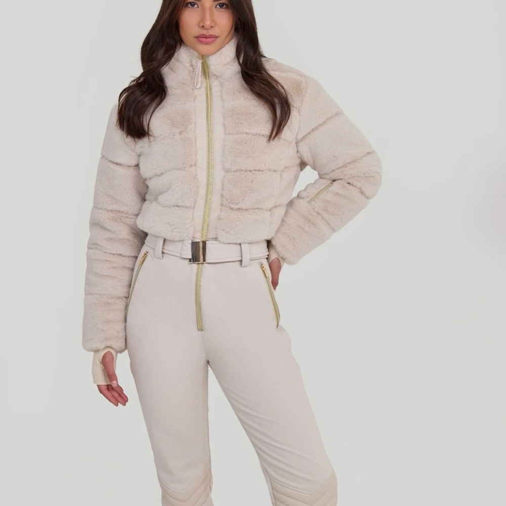 Women's Cream Faux Fur Jacket